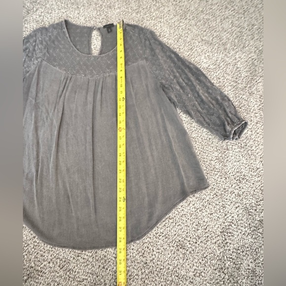 TORRID 00 0X XL Gray Washed Gauze Blouse Eyelet Detail 3/4 Sleeve R $46 - Picture 11 of 11